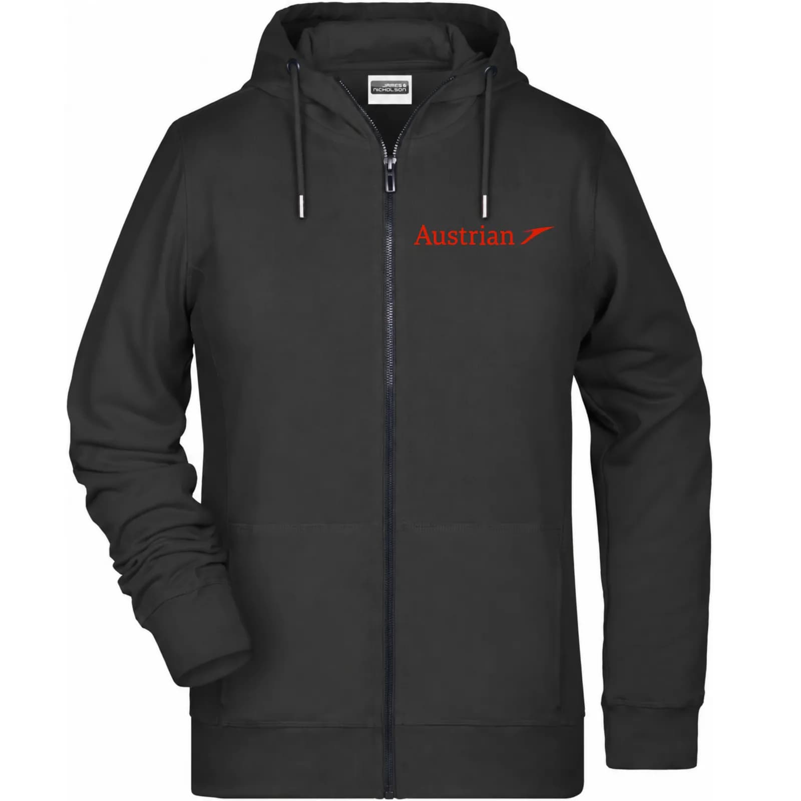Kapuzensweatjacke Schwarz, Vorderansicht